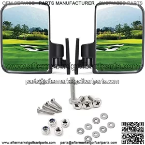 Golf cart Side Mirrors for Club Car EZ-GO Yamaha and Others (No-Drilling Required Option)