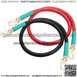 4AWG 25 inch Battery Inverter Cables Set for Car, Marine, Motorcycle, RV, Golf Cart, Solar (1 Black & 1 Red) - 4 Gauge 2 Feet with 5/16 Ring Terminals