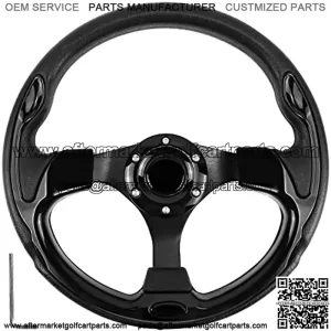 Golf Cart Steering Wheel with Ergonomic Design Universal Fit for Golf Cart Club Car EZGO RXV & TXT, Yamaha, Precedent Tempo, DS(All Black)