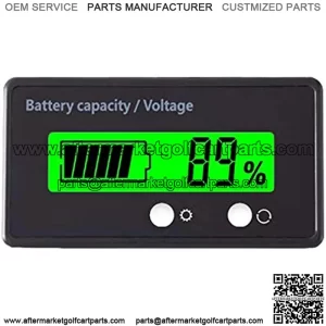 12V 24V 36V 48V Battery Capacity Indicator Golf Cart Voltage Meter with LCD Display Green Backlight, Waterproof Monitor Gauge Digital Voltmeter Testers for 3S-26S Lithium Battery&Lead-Acid Batteries