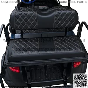 Golf Cart Rear Seat Cover, No Stapler Required, Golf Cart Vinyl Replacement Seat Cover. Fits EZGO, Club Car, Yamaha. Regular Universal Size Flip Back Seat Kit Seat Cushion