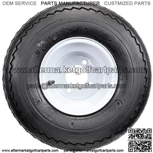 Four Golf Cart Tires & Rims 18 X 8.5 X 8 18-850-8 18X8.50-8 White 4 Lug Hole 18"