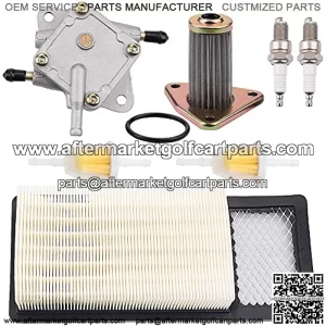 Tvent 72368G01 Air Filter w 26591G01 Oil Filter 72021-G01 Fuel Pump Replacement for EZGO TXT Medalist 4 Cycle 295cc 350cc Golf Cart with 72084-G01 Fuel Filter Spark Plug