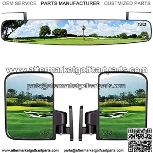 Golf Cart Mirrors Contains Folding Side Mirrors and Rear View Mirror Universal for Club Car DS Precedent/EZGO TXT RXV/Yamaha