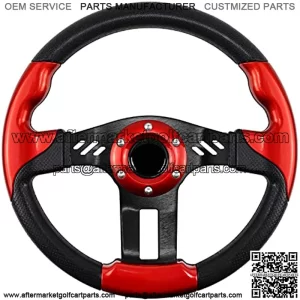 Golf Cart Steering Wheel, Skid Steering Wheel, Universal Golf Cart for Club Car EZGO RXV and TXT, Yamaha, Precedent Tempo, DS5115Red