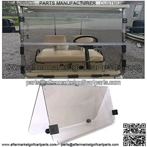Tinted Windshield Compatible with 1982-2000.5 Club Car DS Impact Resistant Golf Cart DS Model Smoke Style Fold Down Windshield