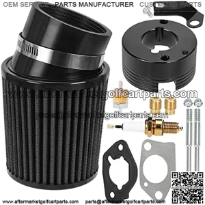 Upgrade Air Filter Adapter Jet Kit for Predator 301cc 420cc 389cc 13hp 15hp GX340 GX390 Stage 1 Mini Bike Parts Go Kart Golf Cart Lawnmower Water Pump Pressure Washer Generator OHV Engine Black