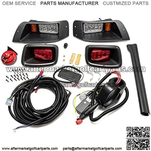 LED Headlights and Tail Light Kits for EZGO TXT 1996-2013 Gas & Electric Carts, 12V Street Legal Lights Kit with Turn Signal Wiring Harness