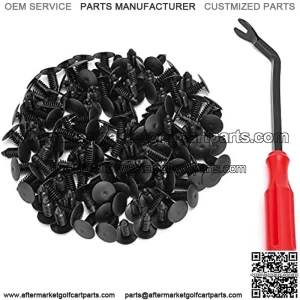 Universal Plastic Rivets for EZGO Club Car Yamaha Golf Cart, Auto Body Fastener Push Pin Screw Panel Fixings Clips Black, 120pcs with Tool