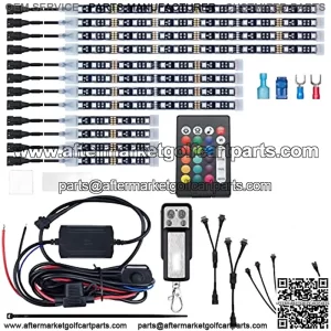 12pcs Underglow RGB LED Strip Light Kit DC 12V with 2 Red Blinking Brake Light Styles for Motorcycles Trikes Golf Carts ATVs UTVs M12r