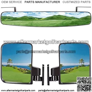 Golf Cart Side Mirror and Rear View Mirror Kit for EZGO, Club Car, Yamaha