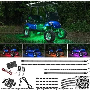 12pc Million Color LED Golf Cart Underglow Accent Neon Lighting Kit with Wheel Well & Interior Lights for EZGO Yamaha Club Car - Fits Electric & Gas Golf Carts - Water Resistant
