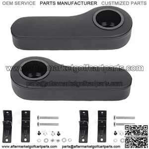 Golf Cart Armrest Fit for Golf Cart Rear Seat Arm Rest with Cup Holder No Drilling Required Fits for Universal E-Z-GO Club Car Yamaha Cushman Black (Pair of 2)