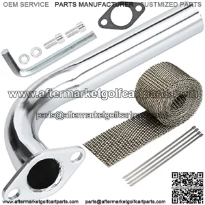 High Performance Exhaust Header Pipe for Predator 301cc 8hp 420cc 13hp GX240 270 390 Mini Bike Go Kart Golf Cart Mud Boats Racing Lawnmower OHV Clone Engine with Heat Shield Tape Parts Silver