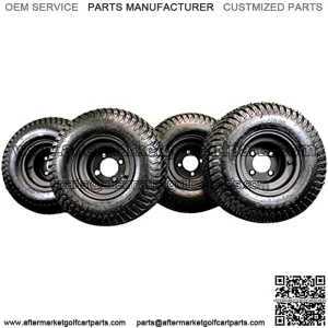 8" MATTE BLACK STEEL GOLF CART WHEELS AND 18X8.50-8 TURF 4 PLY TIRES (SET OF 4) *Due to supply, we may substitute 18x9.50 tires*