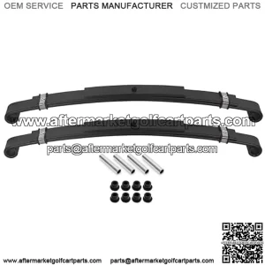 Rear Leaf Springs Compatible with 1996-2013 EZGO TXT Electric and Gas Golf Cart Heavy Duty with Bushings and Sleeves (3 Leafs/Set of 2)
