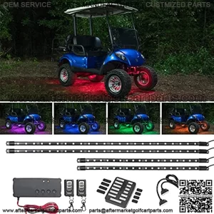 4pc Expandable Million Color LED Electric Golf Cart Underglow Accent Neon Lighting Kit Compatible with EZGO Yamaha Club Car - Fits 36/48/72-Volt Electric Golf Carts - Built-in Voltage Reducer