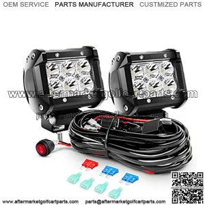 ZH009 LED Light Bar 2PCS 18W Spot Off Road Lights with 16AWG Wiring Harness Kit-2 Lead, 2 Years Warranty.