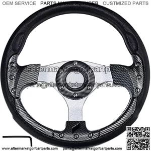 Universal Racing Steering Wheel for Golf Cart, Aluminum with Horn Button for Car, 12.5"/320mm 6 Bolts Grip Vinyl Leatherblack & carbon fiber