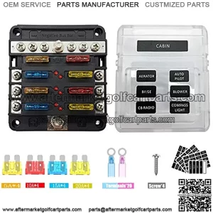 6 Way Blade circuit Fuse Box Block Holder DC 12V/24V with Negative Bus Bar Protection Cover and LED Indicator Waterproof Cap for Automotive Car Truck Marine RV Boat