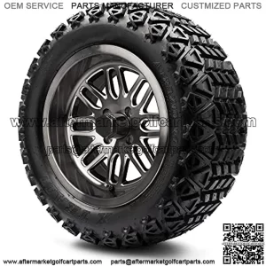 14" Mayhem Brushed Gunmetal Ball Mill Wheels and Arisun (23x10-14) DOT Golf Cart Tires Combo