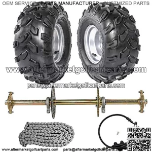 1" Steel Live Axle with 18x9.5-8 Tubeless Wheels Tires Rim and Chain Sprocket Brake Master Cylinder for Go Kart Quad Trike Golf Carts
