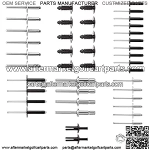 Golf Cart Complete Body Metal Rivet Hardware Kit for 1994+ EZGO TXT Gas Electric Models with Extra 10 PCS Plastic Fastener Tree Rivets - 44 PCS