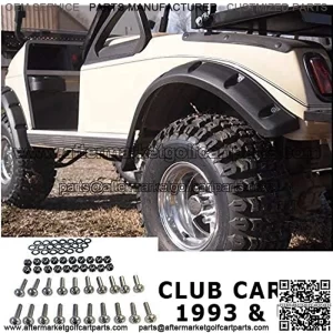 4PCS Club Car DS Golf Cart Fender Flares for DS 1993 & Up G&E Models,Constructed of Impact-Resistant ABS Plastic for Lifted Golf Cart with Offroad Tires