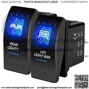 3-Pin/Blue UTV LED Rocker Switches Compatible with Polaris RZR Ranger 570-1000 XP SXS Maverick X3 Pioneer ATV Golf Cart Rear Light Toggle Switch - with Jumper Wire