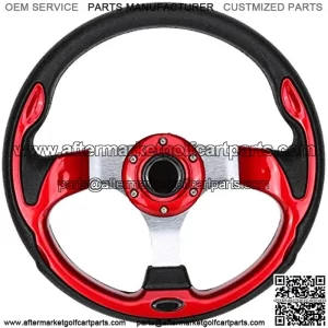 Universal 12.5 inch Golf Cart Steering Wheel for EZGO TXT RXV, Club Car DS Precedent, Yamaha G29 Drive and others - Ruby Red