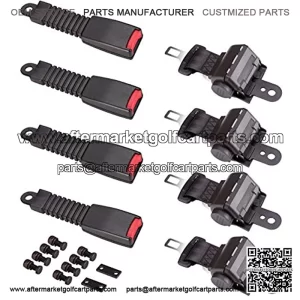 4PCS Universal Retractable Front Rear Golf Cart Seat Belt Kit for EZGO, Yamaha, Club Car