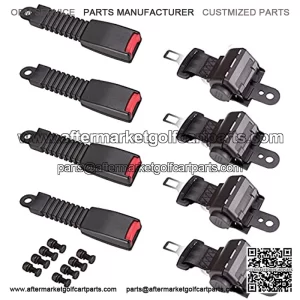 9.99WORLD MALL 4 Pack Universal Retractable Golf Cart Seat Belts Kit for EZGO, Yamaha, Club Car, Go Kart, UTV, Buggies and Bus-Set of 4
