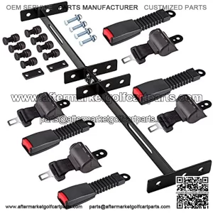 4PCS Universal Retractable Golf Cart Seat Belt Kit with Bracket for EZGO, Yamaha, Club Car