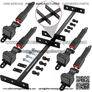 Golf Cart Seat Belt Kit with Bracket/Bar for Club Car Yamaha - Upgrade One Piece Solid Design/More Sturdy and No Rattles