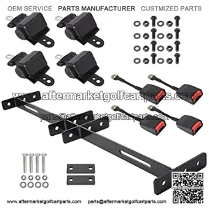4 Golf Cart Seat Belts and Bracket Kit Replacement for Golf Carts Yamaha Club Car