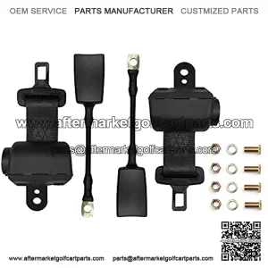 Set of 2 Golf Cart Seat Belt Kit Universal for Golf Carts Compatible with E-ZGO TXT&RXV, Yamaha and Club Car Seat Belts kit, Black (Pack of 2)