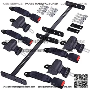 Universal Golf Cart Seat Belts Set of 4 and Bracket Kit for EZGO, Yamaha, Club Car