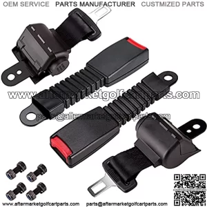2PCS Universal Retractable Front Rear Golf Cart Seat Belt Kit for EZGO, Yamaha, Club Car