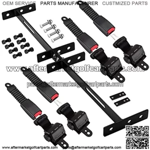 Universal Golf Cart Seat Belts 4 Retractable Belts Max Length 47" and 35 x 6.9 Inch Belts Bracket Kit Fits EZGO TXT Yamaha Club Car DS(NOT FIT 2 Passenger Club Car Precedent Yamaha G29 Drive EZGO RXV)