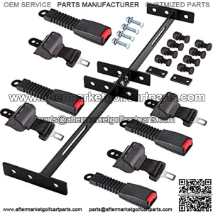 Universal 4 Passenger(2+2) Golf Cart Seat Belt Kit for EZGO, Yamaha, Club Car, Fits Front Rear Seat with Bracket