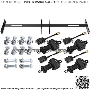 Golf Cart Seat Belts 4 Retractable Kits with Bracket Fit for Club Car EZGO Yamaha