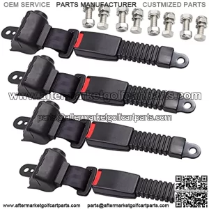 4 PC Retractable Golf Cart Seat Belts Fit for EZGO, Yamaha, Club Car