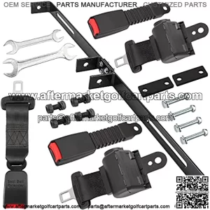 Golf Cart Seat Belts Bracket Kit, 2pcs Universal Retractable Golf Cart Seat Belt Kit Fits Club Car, EZGO, Yamaha