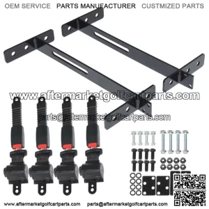 4 Golf Cart Seat Belts and Bracket Kit For E-Z-G-O Yamaha Club Car