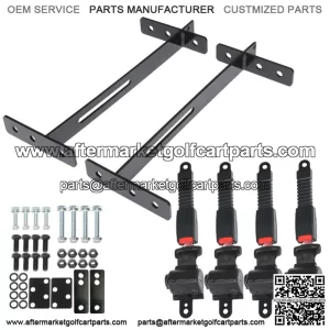 For EZGO Yamaha Club Car 4 Golf Cart Seat Belts and Bracket Kit New