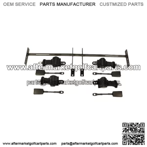 4 Golf Cart Seat Belts and Bracket/ Bar Kit for EZGO Yamaha Club Car