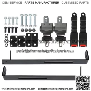 2 Golf Cart Seat Belts & Bracket Kit for EZGO Yamaha Club Car