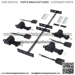 4PCS Golf Cart Seat Belt & Bracket Kit for EZGO Yamaha Club Car Retractable