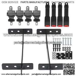 For EZGO Yamaha Club Car Golf Cart 4 Seat Belts and Bracket Kit