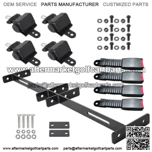 New Golf Cart Seat Belts (4) & Bracket Kit for EZGO Yamaha